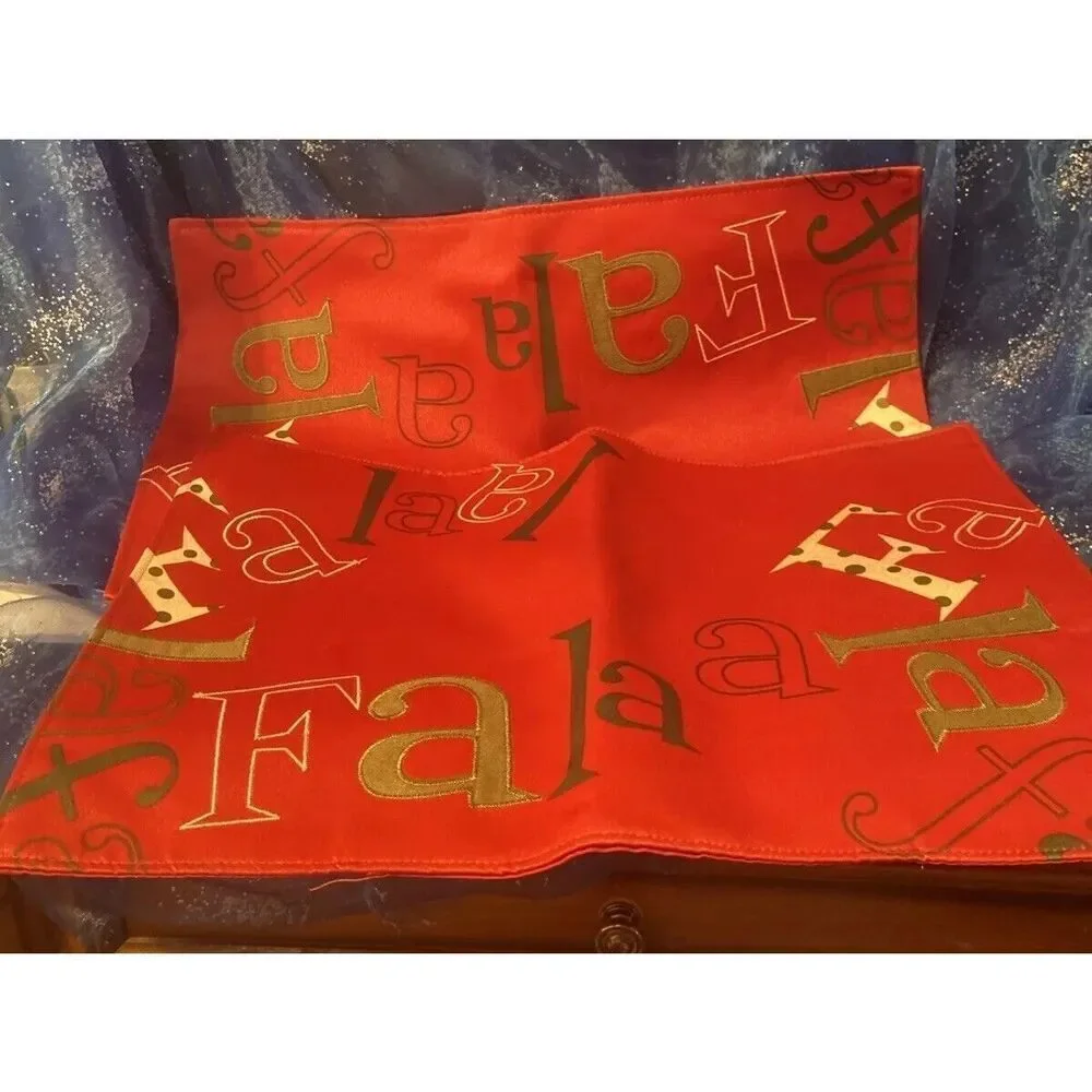 Set of 2 - Homewear Linens FA LA LA LA‎ Holiday Placemats